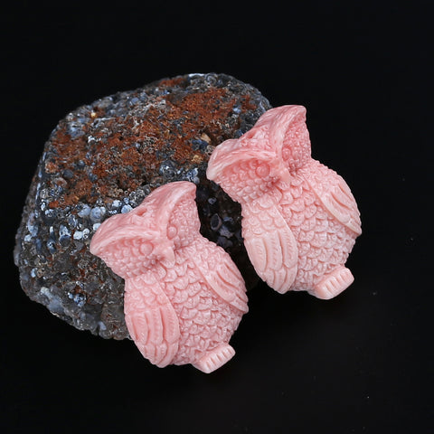 BITEFU 1Pair Pink Conch Shell (Made Of Powder Of Shell, Color Is Enhanced ) Owl , 8.8g