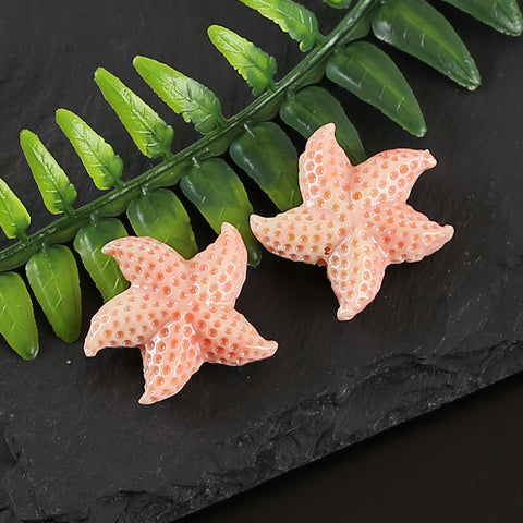 BITEFU 1Pair Pink Conch Shell (Made Of Powder Of Shell, Color Is Enhanced ) Starfish , 4.8g