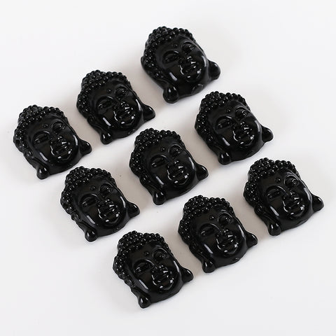 BITEFU Carved Natural Obsidian Buddha Head Gemstone Pendant Bead,14g