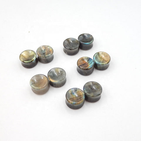 16mm Labradorite Ear Plugs With Concave Face And Back, 13mm Thickness, 1.5mm Flare