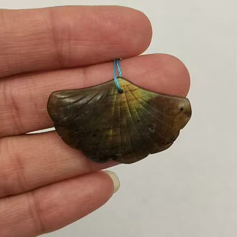 New 1 PC Natural Flash Labradorite Gemstone Shell Shape Pendant, Gem Jewelry Gift, 21×36×5mm, 5.7g