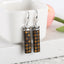 Natural Stone Tiger-Eye, Obsidian Intarsia Earrings With 925 Sterling Silver, 31x8x4mm, 6g