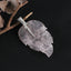 New Natural Rose Quartz Handcarved Leaf Pendant,925 Sterling Silver Pinch Bail,59x32x7mm,11.2g