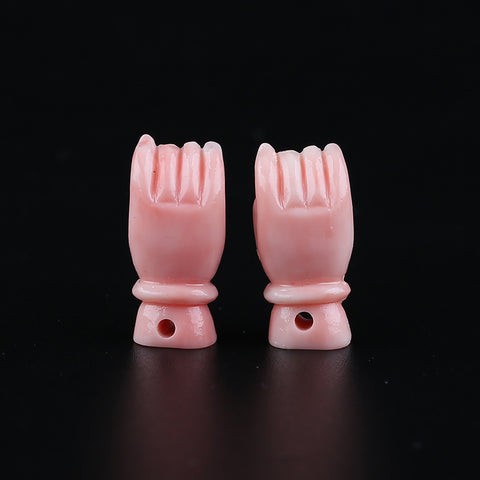 BITEFU 1Pair Pink Conch Shell (Made Of Powder Of Shell, Color Is Enhanced ) Hand , 1.8g