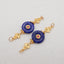 BITEFU 1Pair Silver Gold Plated Natural High Quality Lapis Lazuli Auspicious Clouds Flat Round Gemstone Earring beads 3.6g