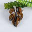 New Natural Tiger-Eye Handcarved Leaf Pendant,925 Sterling Silver Pinch Bail,59x39x7mm,20.7g