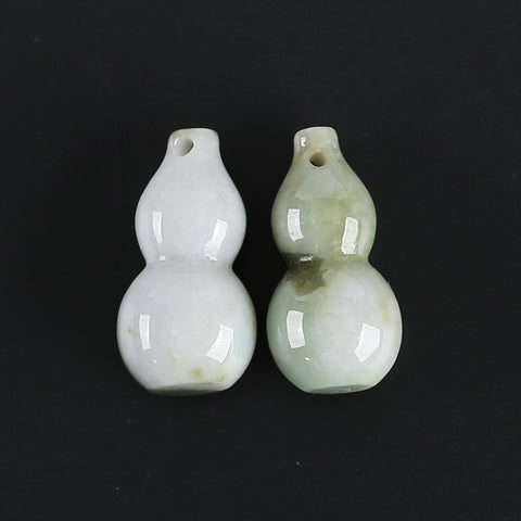 Natural Jadeite Jade Gourd Shape Pendant, Drilled Gemstone Pendant,Gemstone Carving For Jewelry DIY Making Charm Gift Accessories,30×15mm,19.7g