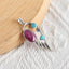 New Arrival!Handmade Jewelry Sterling Silver 925,Turquoise And Ruby Pendant,35×16×4mm, 2.8g