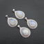 Natural Moonstone Brass Plated Silver Pendant Bead, Gemstone Jewelry Gift 29x18x8mm, 3.5g