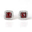 5x5mm Garnet & Diamond Earrings 18-Carat Platinum 2.2g