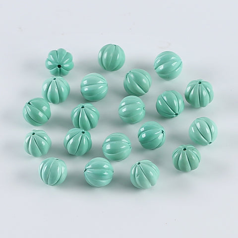 1 Pair Carved Turquoise Pumpkin Shape Gemstone Earring Beads,Handmade Gemstone Wholesale,10mm,2.2g