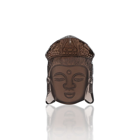 BITEFU Carved Natural Smoky Quartz Buddha Head Gemstone Pendant Bead, Avalokitesvara Pendant Gift For Him, 27.1g