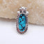 Natural Turquoise Pendant with flower 925 Sterling Silver 38x17x4mm, 7.5g