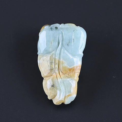 Natural Jade Carved figurine Pendant Bead 40*31*13mm, 24.2g