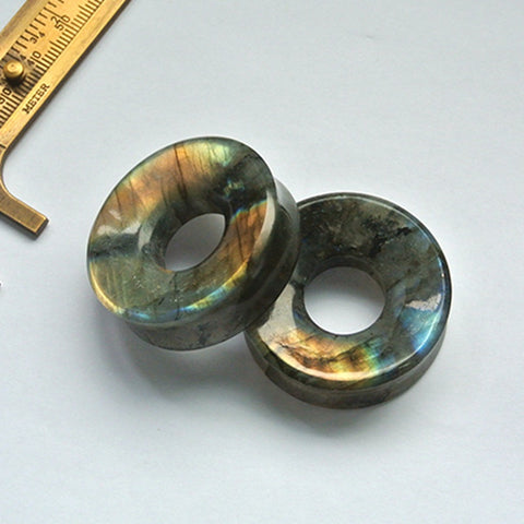 38mm Labradorite Ear Tunnels With 15mm Hole, 13mm Thickness, 1.5mm Flare