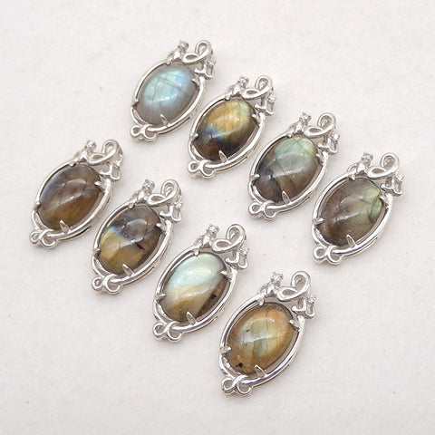 Silver Accessories! Natural Labradorite Gemstone With Silver 925 Pendant, Popular Gemstone Pendant For Necklace, 26x13x6mm, 2.8g