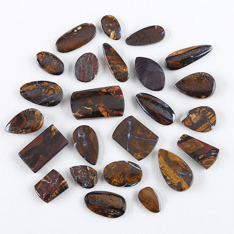 24 PCS Natural Boulder Opal Cabochons 21*13*4mm, 41*24*9mm, 136.3g