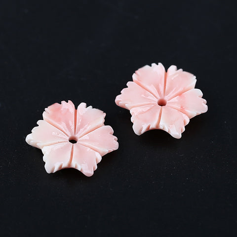 BITEFU 1Pair Pink Conch Shell (Made Of Powder Of Shell, Color Is Enhanced ) Flower, 1g