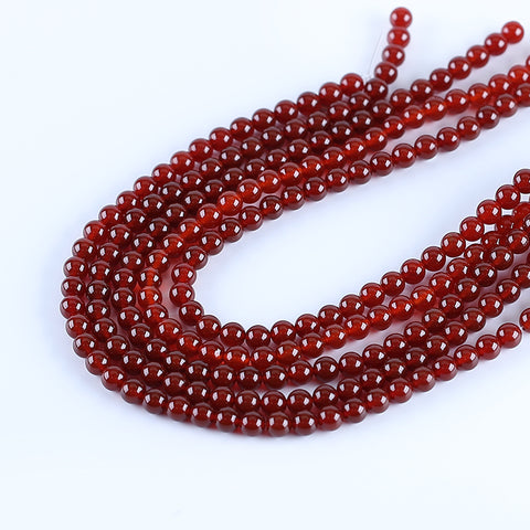 BITEFU 1 Strand Red Agate Round Shape Loose Beads ,DIY Accessories,Stone,Jewelry