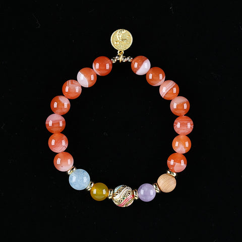 Handmade Natural Unique Gemstone Jewelry Gift Bracelet, 17cm, 9mm, 20.5g