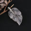 New Natural Rose Quartz Handcarved Leaf Pendant,925 Sterling Silver Pinch Bail,60x33x7mm,13g