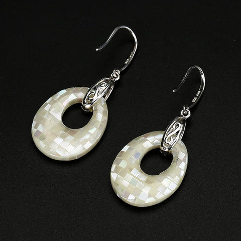 Natural M.O.P Earrings with 925 Sterling Silver Accessory 22x18x5mm, 5.6g