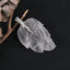 New Natural Rose Quartz Handcarved Leaf Pendant,925 Sterling Silver Pinch Bail,60x35x7mm,11.2g