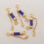 1 Pair Silver Gold Plated Natural High Quality Lapis Lazuli Gemstone Earring Beads,Jewelry DIY Making,33x5mm, 3g