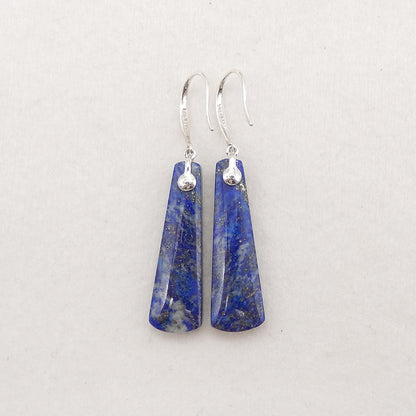 Natural Stone Lapis Lazuli, Labradorite Intarsia Earrings With 925 Sterling Silver, 30x9x5mm, 5.4g