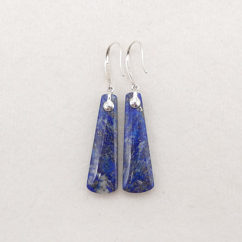 Natural Stone Lapis Lazuli, Labradorite Intarsia Earrings With 925 Sterling Silver, 30x9x5mm, 5.4g