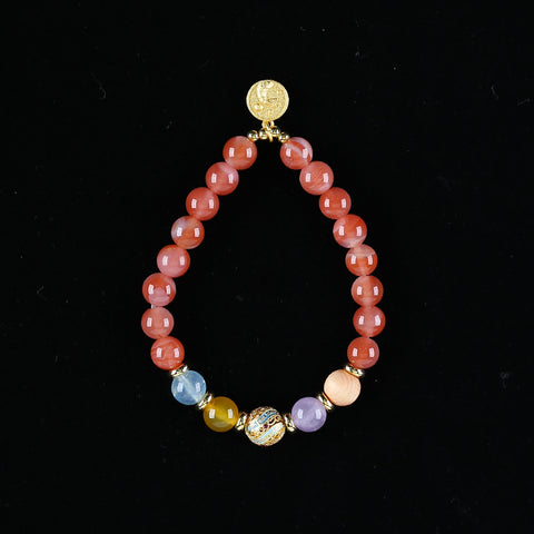 Handmade Natural Gemstone Unique Colorful Jewelry Gift Bracelet 17cm, 8mm, 16.9g