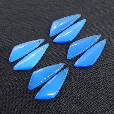 BITEFU 1 Pair Blue Cymophane (Cat's Eye) Stone Earring Beads, Beautiful Earring, Jewelry DIY Making, 6g