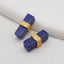 BITEFU 1Pair Silver Gold Plated Natural High Quality Lapis Lazuli Rectangle Gemstone Earring beads 1.5g