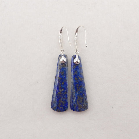 Natural Stone Lapis Lazuli, Labradorite Intarsia Earrings With 925 Sterling Silver, 30x9x4mm, 5.1g