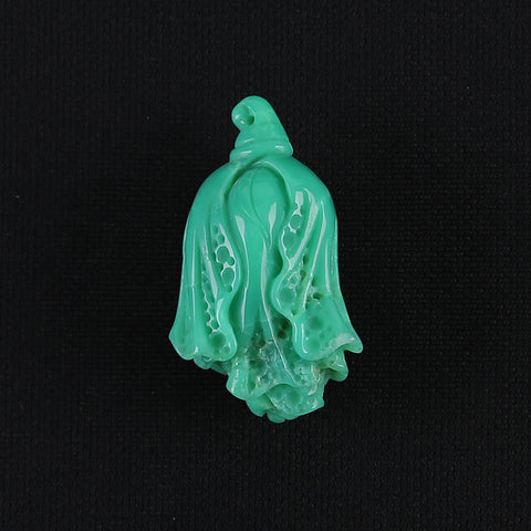 Hand Carved  AAA Grade Natural Chrysoprase Chinese Cabbage Gemstone Pendant Bead For Gemstone Jewelry Design ,Unique Gift,43×25×20mm,19.6g