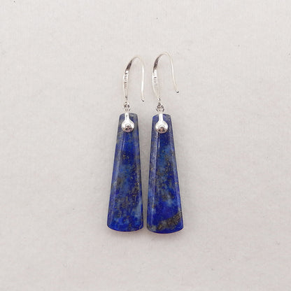 Natural Stone Lapis Lazuli, Labradorite Intarsia Earrings With 925 Sterling Silver, 30x9x5mm, 5.7g