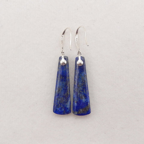 Natural Stone Lapis Lazuli, Labradorite Intarsia Earrings With 925 Sterling Silver, 30x9x5mm, 5.7g