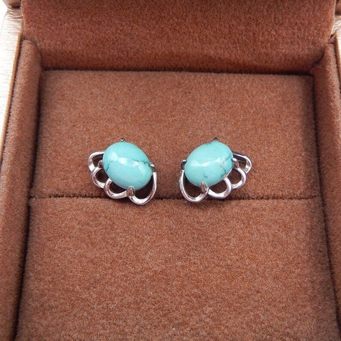 Natural Turquoise Earrings with 925 Silver Accessory