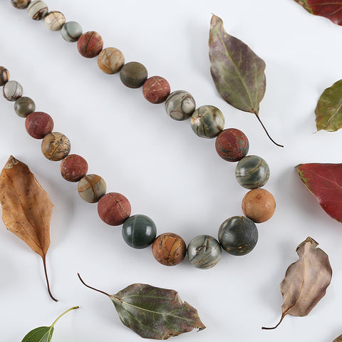 Hand-Woven,1 Strand 20 Inch Natural Multi-Color Picasso Jasper Gemstone Necklace,18mm,10mm,118.6g