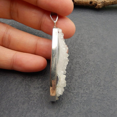 Natural Crystal Pendant with 925 Sterling Silver Accessory 46x16x10mm, 12g