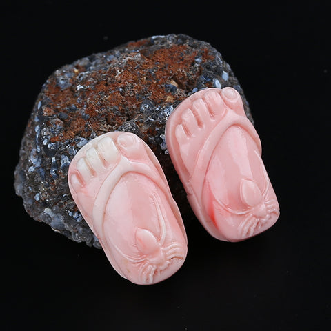 BITEFU 1Pair Pink Conch Shell (Made Of Powder Of Shell, Color Is Enhanced ) Foot , 10.2g