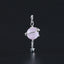 Natural Kunzite Brass Plated Silver Pendant Bead, Gemstone Jewelry Gift, 33x19mm, 4.7g