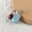 Handmade Pendant,Blue Aquamarine,Wood Fossil And Crystal Pendant, 925 Sterling Silver Pendant,38×30×11mm,16.5g