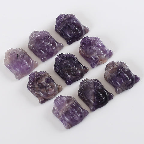 BITEFU Carved Natural Amethyst Buddha Head Gemstone Pendant Bead, 12g