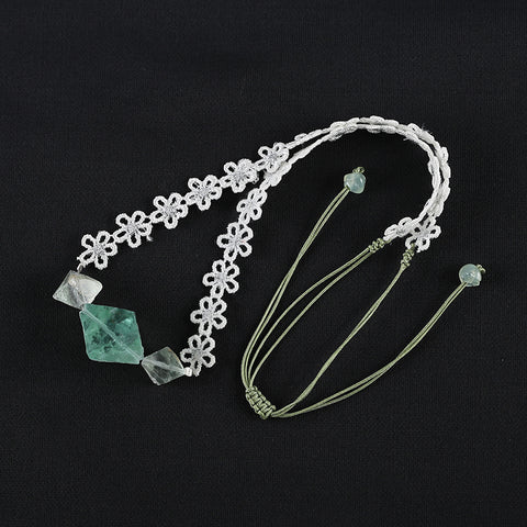 1 Strand 28 Inch Natural Fluorite and Lace Necklace,Fluorite Bead Strands Handmade Gemstone,16x15x15mm,26x27x27mm,20.7g