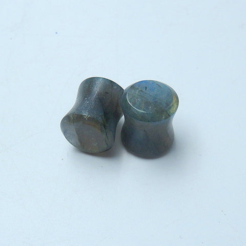 10mm Labradorite Ear Plugs With Flat Face And Back, 16mm Thickness, 1.5mm Flare