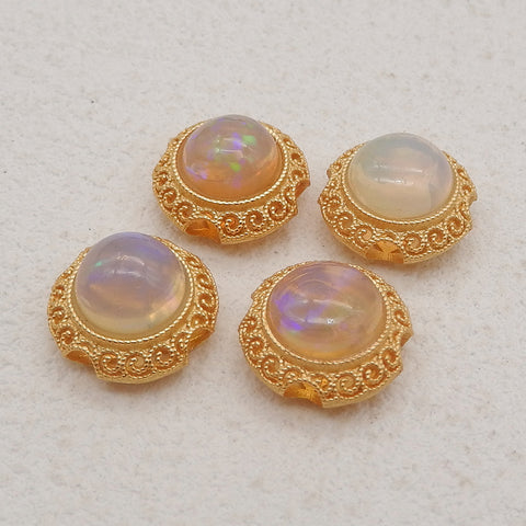 1 Pair Silver Gold Plated Natural High Quality Opal Earring Beads,Jewelry DIY Making,13x9mm, 2.4g