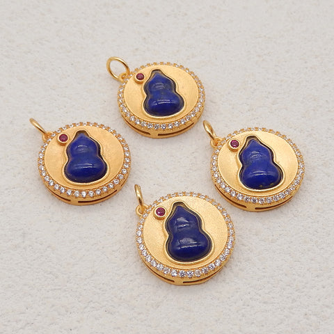 1 Pair Silver Gold Plated Natural High Quality Lapis Lazuli Earring Beads,Jewelry DIY Making,21×15x5mm, 2g