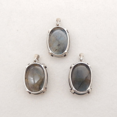 Silver Accessories! Natural Labradorite Gemstone With Silver 925 Pendant, Popular Gemstone Pendant, 21x14x8mm, 4.4g