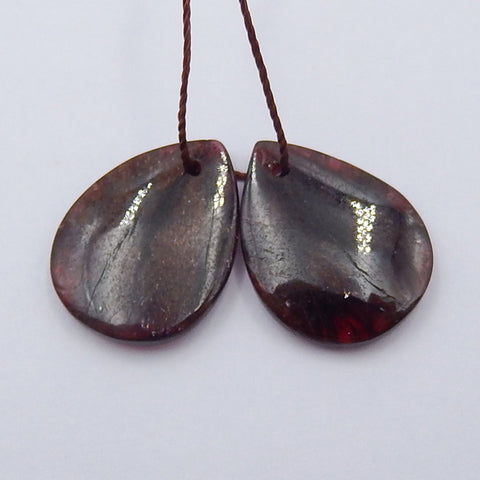 Boucles d'oreilles Teardrop Garnet Stone Pair, pierre pour la fabrication de boucles d'oreilles, 20x15x4mm, 5.3g